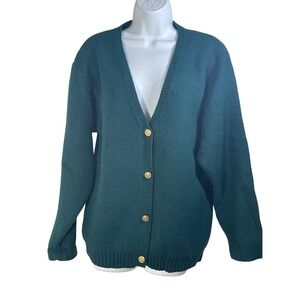Chandler Hill Emerald Green V Neck Button Front Cardigan Sweater XL granny